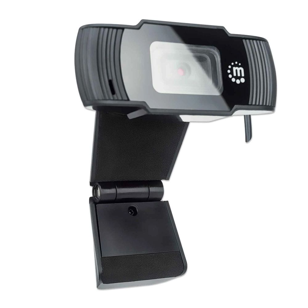 Manhattan USB Webcam Two Megapixels 1080p Full HD USB-A Plug Integrated Microphone Adjustable Clip Base - 462006 - Black